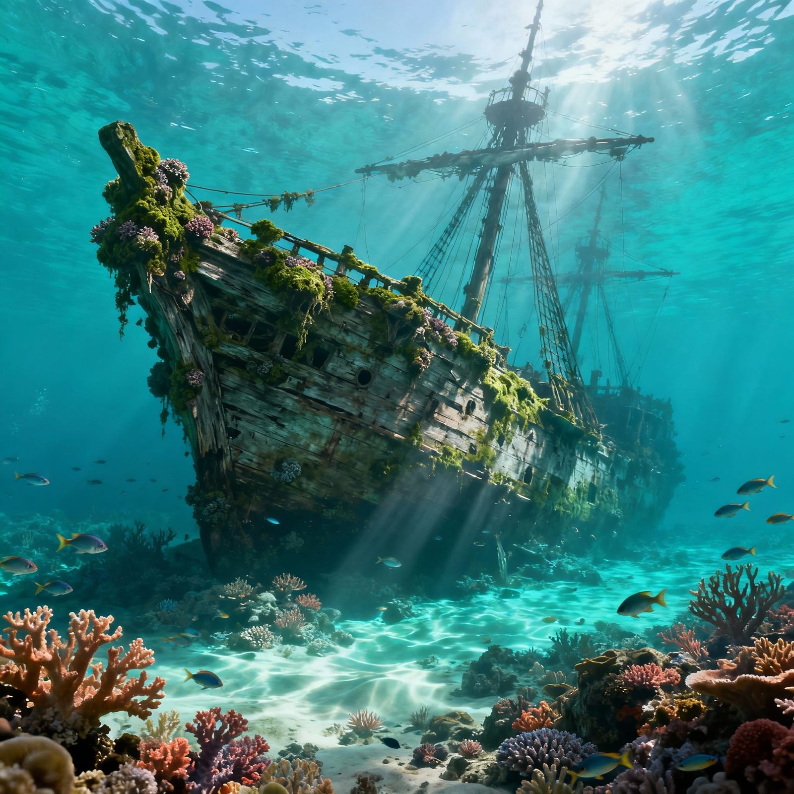 Ancient Shipwreck in Turquoise Ocean: Lost History Revealed