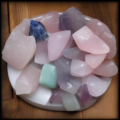 Raw Rose Quartz, Sodalite, Amazonite, and Fluorite