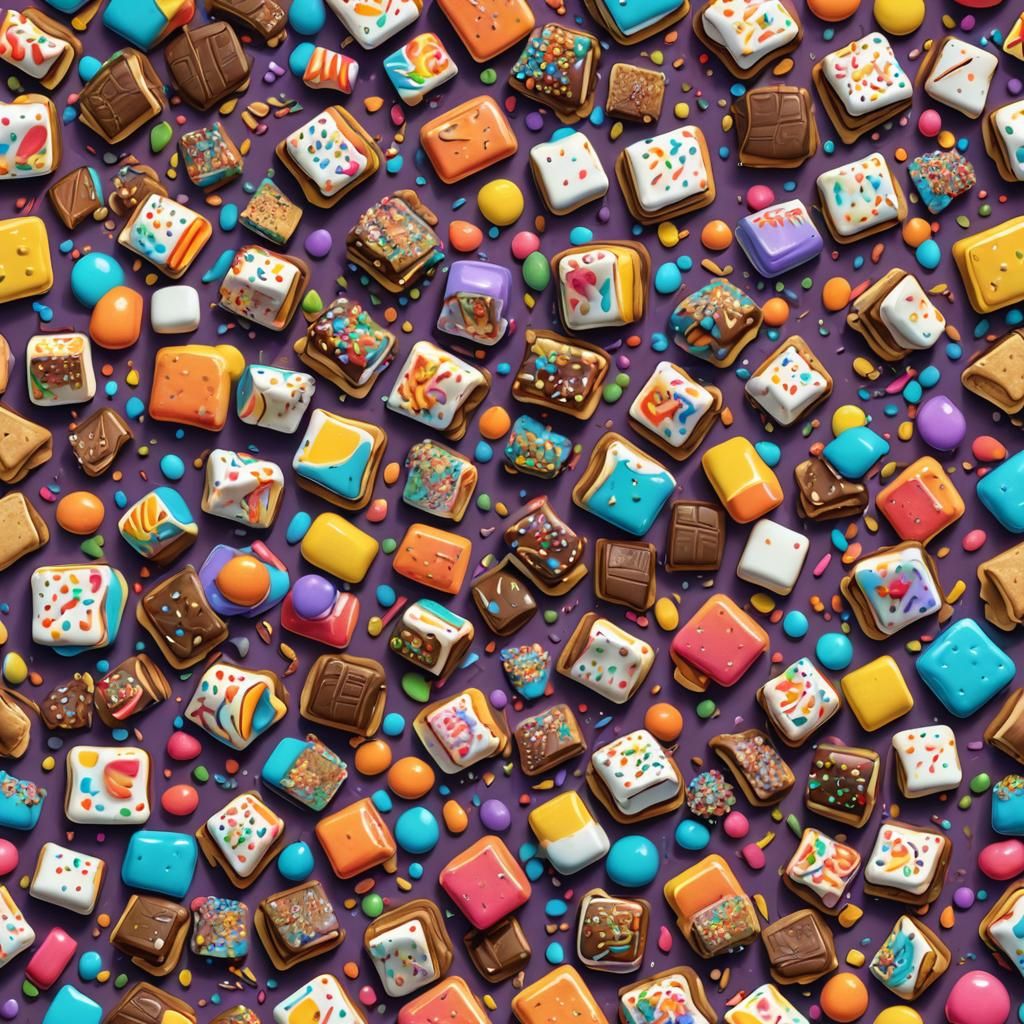 Whimsical S'mores in Candy Art Style