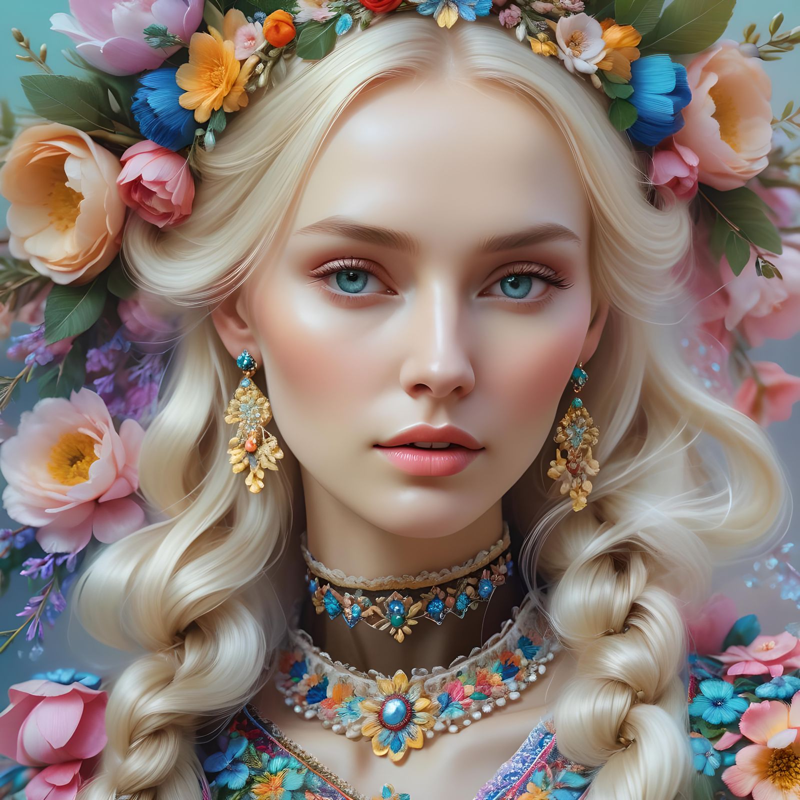 Futuristic Slavic Beauty in Hyperrealistic Portrait