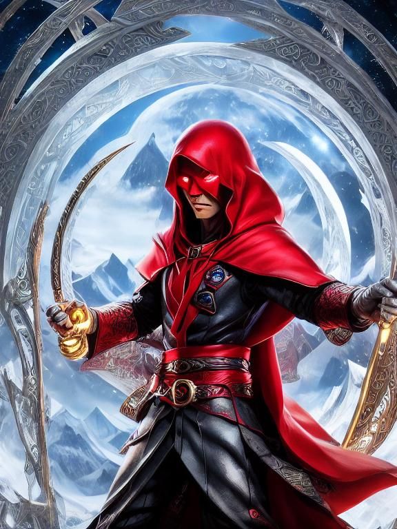 Red-Haired Woman in Hooded Cloak, Realistic Horror Style