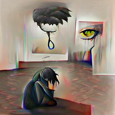 Sad Face Digital Art Expressing Loneliness