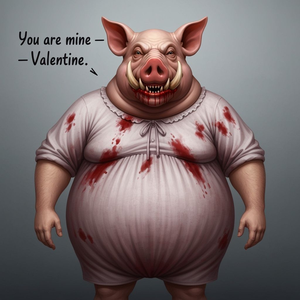 Disturbing Pig-Headed Man in Bloody Nightgown
