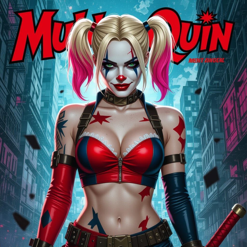 Harley Quinn Movie Poster in Hyperdetailed Artgerm Style