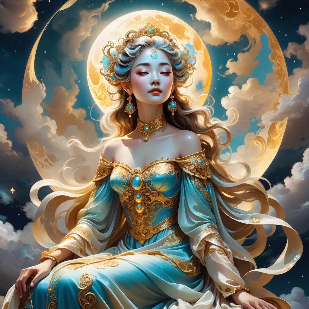 Moon Goddess in Chemiluminescent Moon: Baroque Fantasy