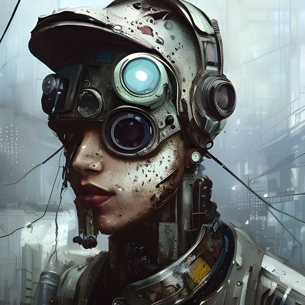 Cyberpunk Warrior Portrait in Detailed Fantasy Art