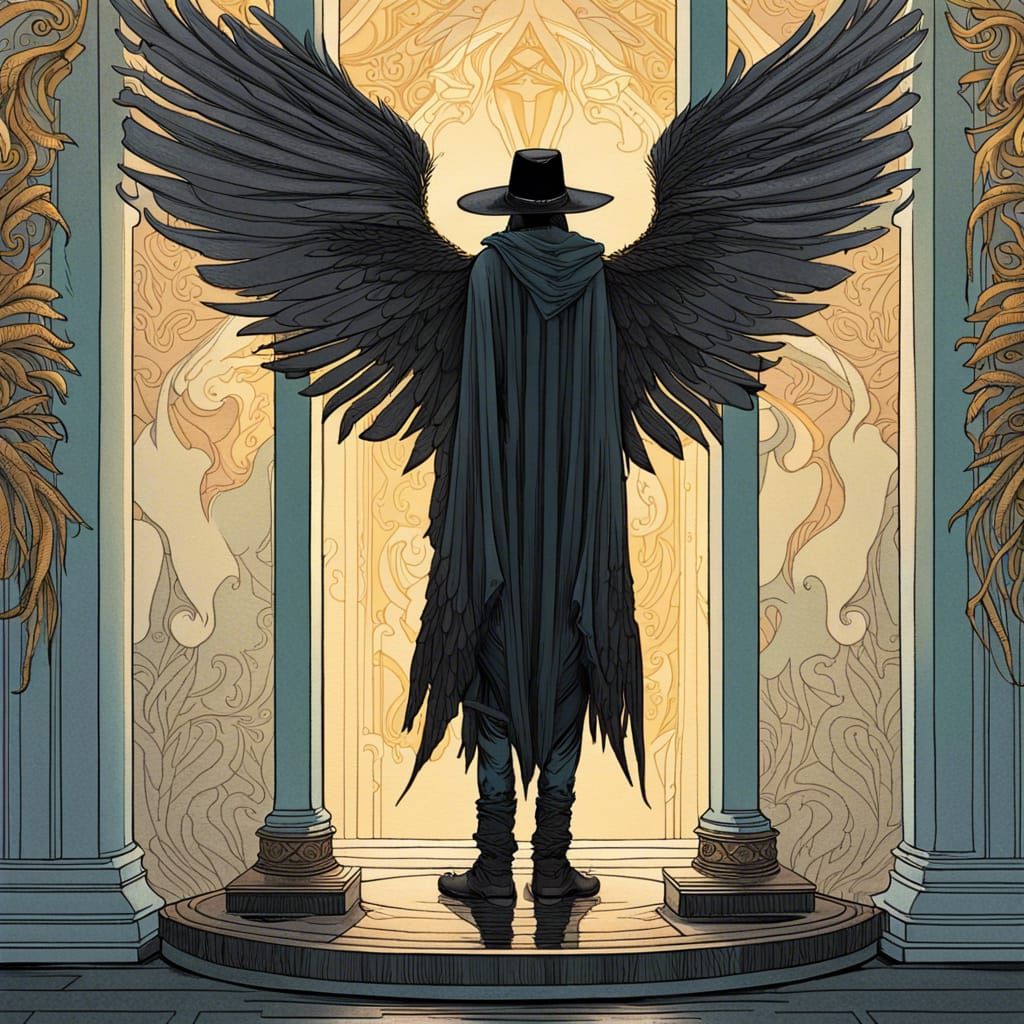 Winged Man in Light: A High Fantasy Illustration