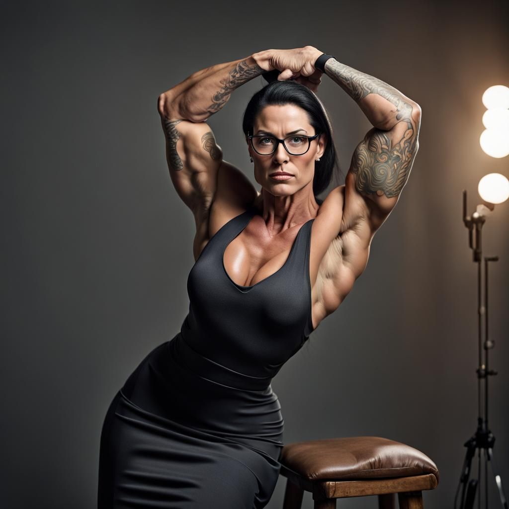 Female Bodybuilder Portrait with Studio Lighting