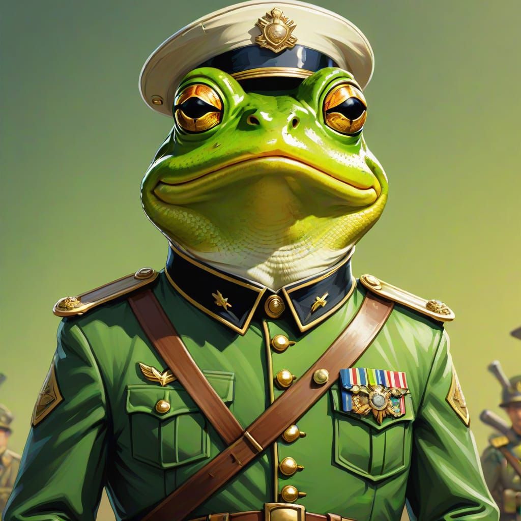 Frog Sergeant in Comic Book Style Digital Art