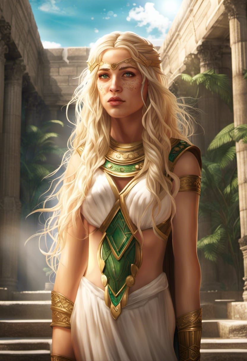 Amazonian Woman at Temple of Artemis: Hyperrealistic Splash ...