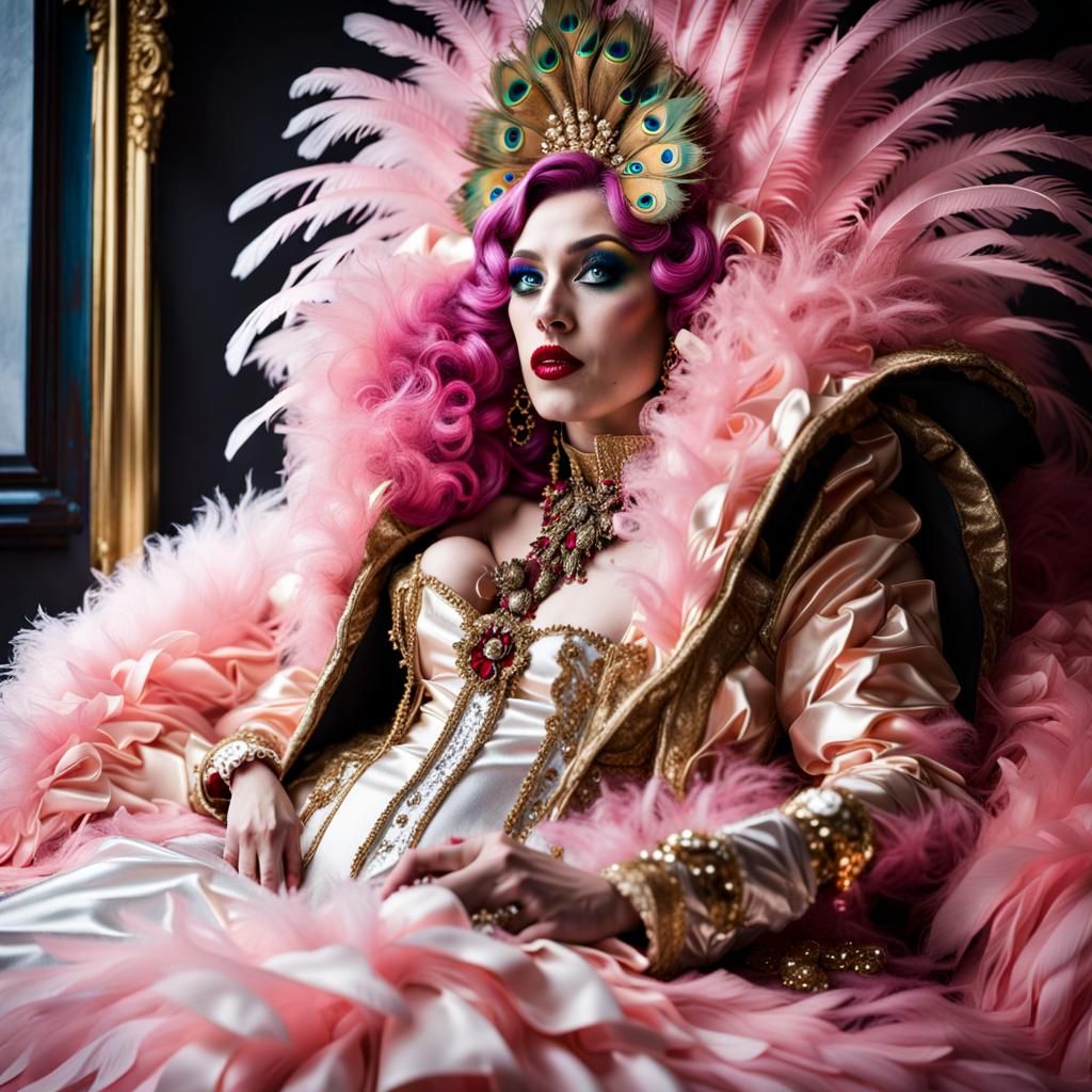 Teen in Drag Makeup with Rococo Wig