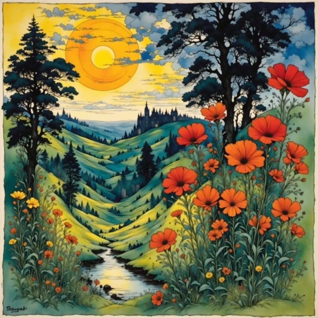 Expressive Landscape in a Vibrant Color Palette