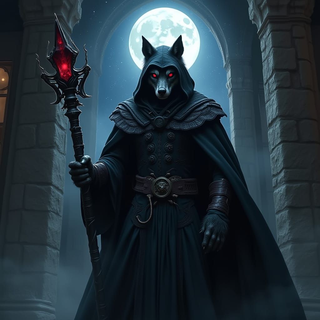 Werewolf Wizard in Gothic Fantasy Style