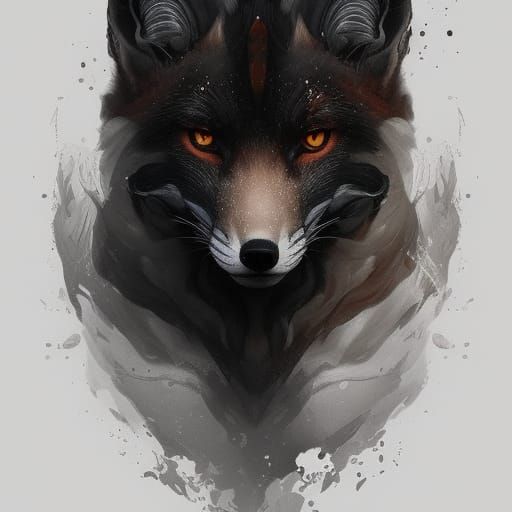 Detailed Dark Fox Portrait in Artstation Style