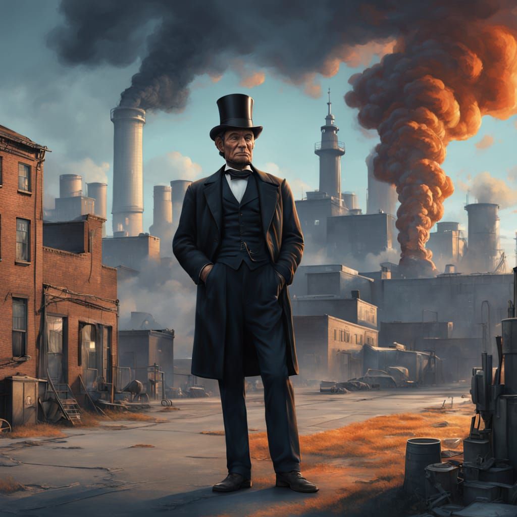 Historic Figure Meets Iconic Landmark in Industrial Dreamsca...