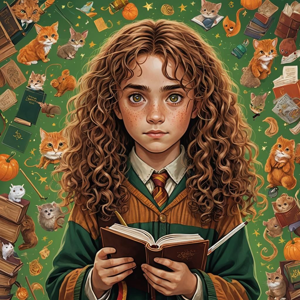 Hermione Granger and Crookshanks Composite Portrait