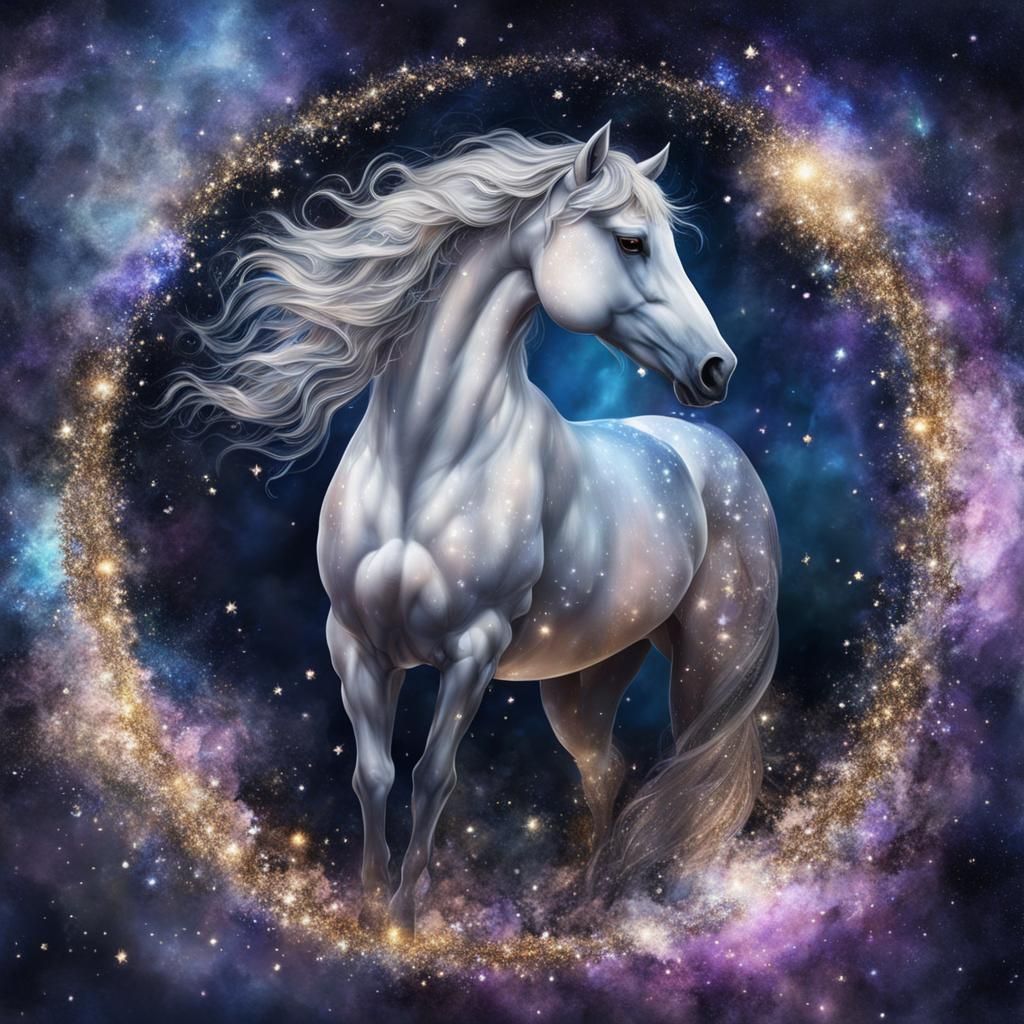 Earth Stallion Surrounded by Glittering Crystals