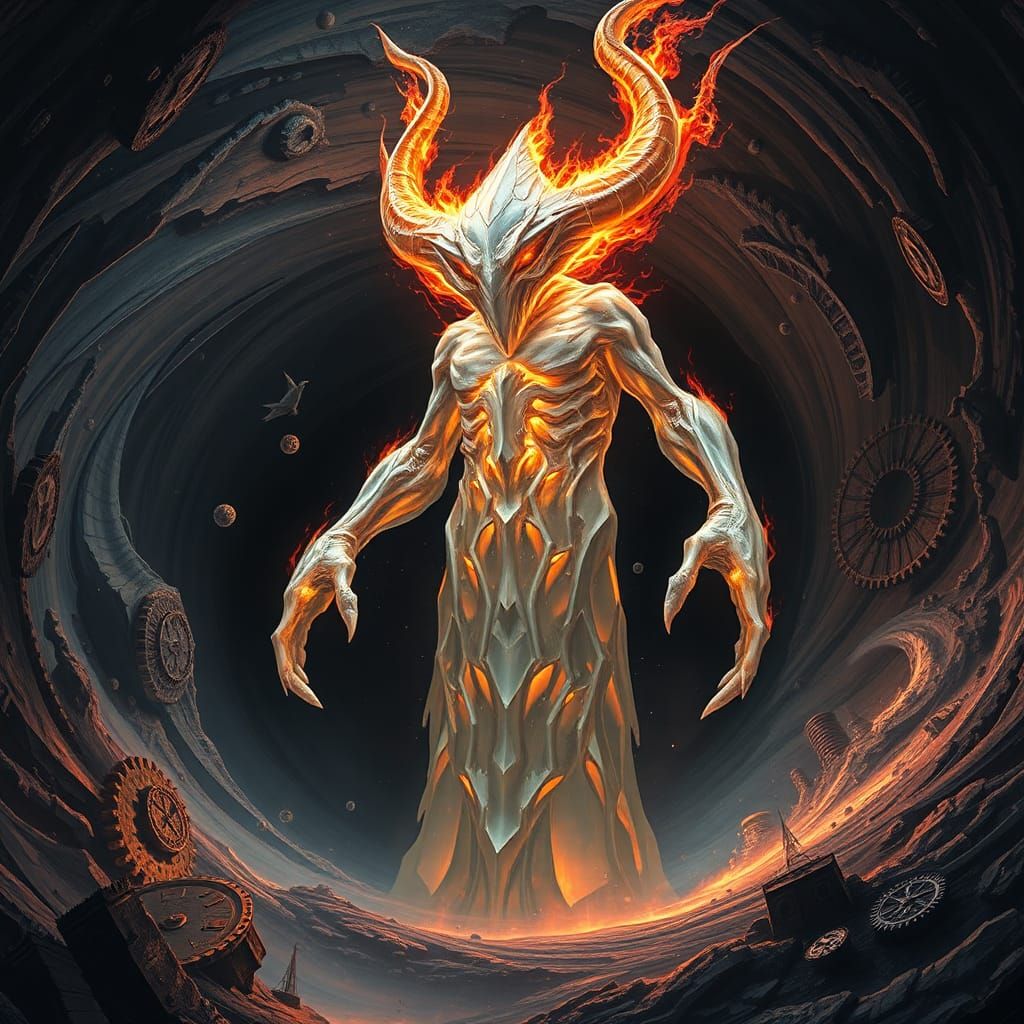 Crystalline Fire and Ice Entity Emerges from Black Hole