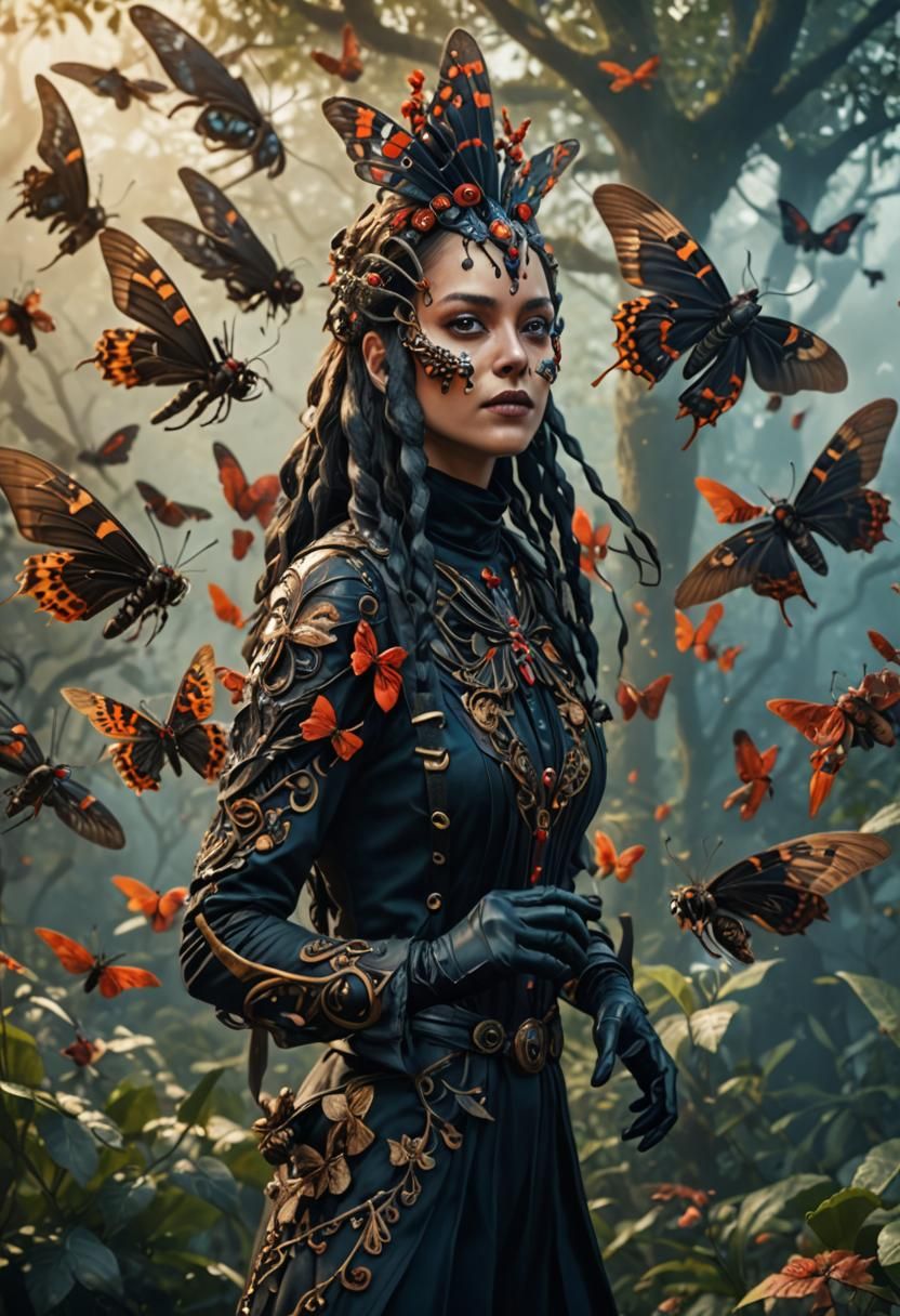 Moth Woman: Detailed Matte Painting