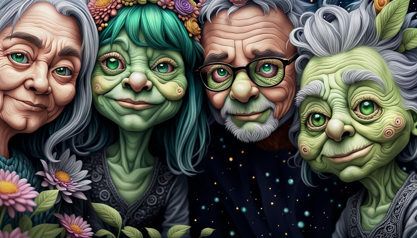 Chibi Goblin Muppet Monster in Zentangle Style