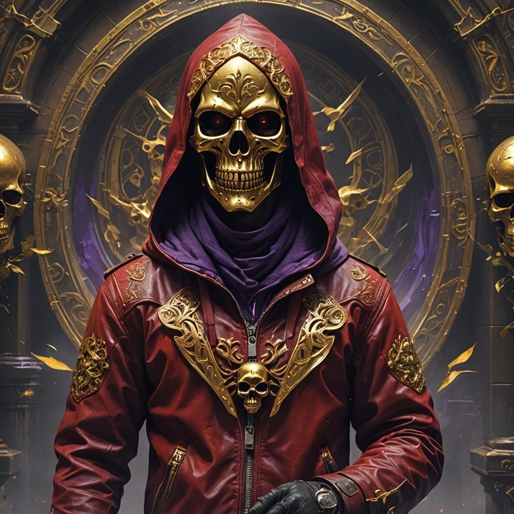 Man in Golden Skull Mask: Dark Fantasy Art