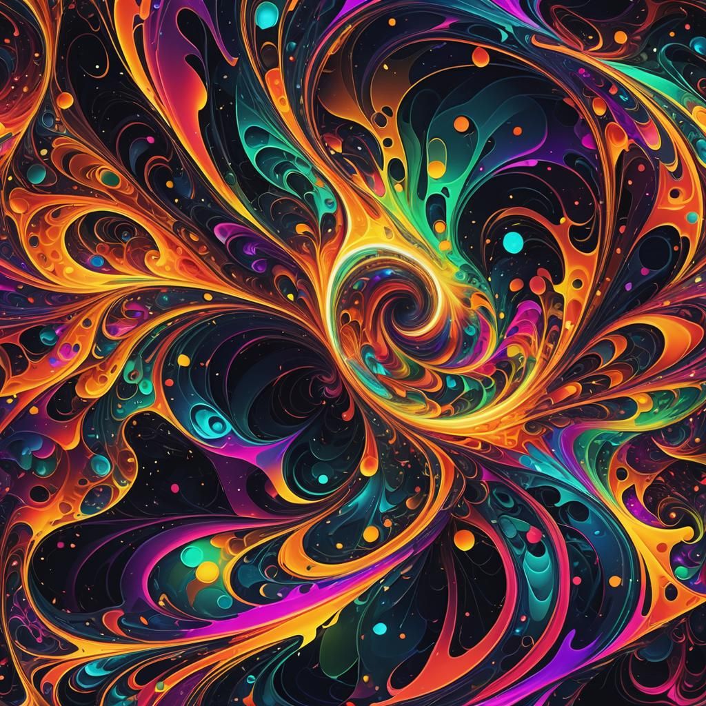 Neon Curves Dance in Abstract Outer Space