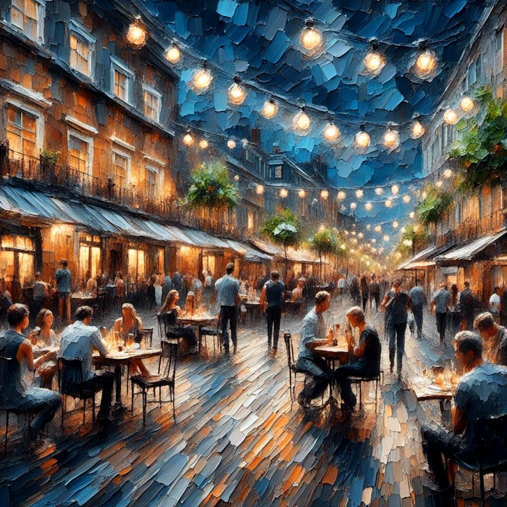 Bustling evening at Covent Garden, London.