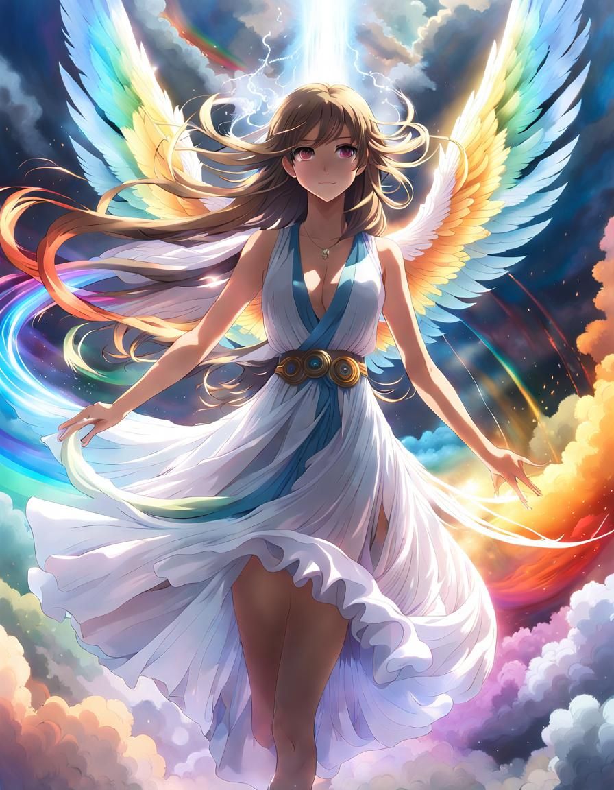 Angel with rainbow wings