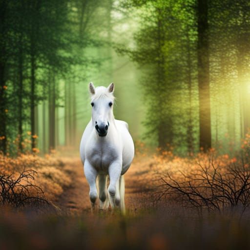 White Horse in Forest: Professional Photography