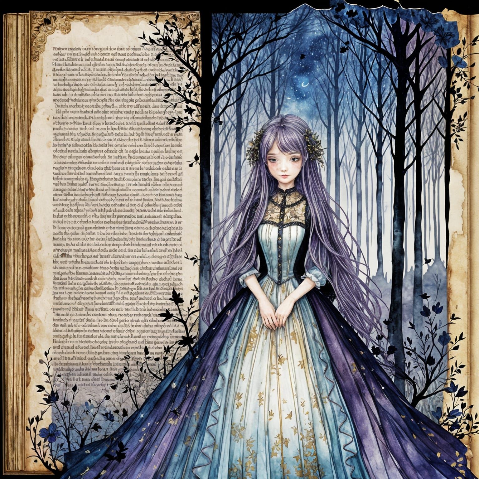 Whimsical Woman in a Radiant Forest