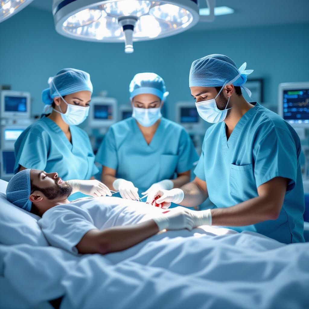 Hyperrealistic Hip Replacement Surgery in Hospital Operating...