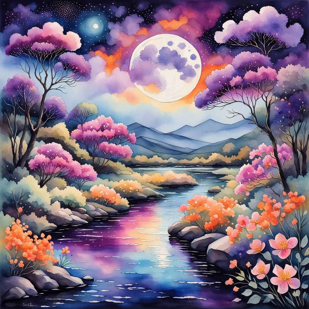 In a serene country landscape on a sunny day