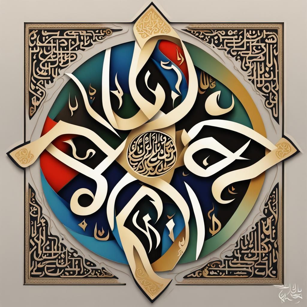 Abstract Islamic Calligraphy Post-Modern Artwork