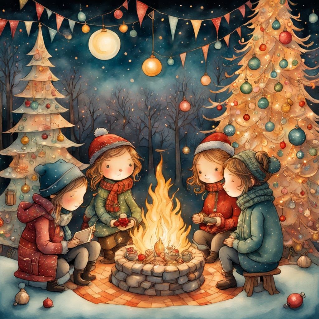 Cozy Christmas Gathering in Folk-Art Whimsy