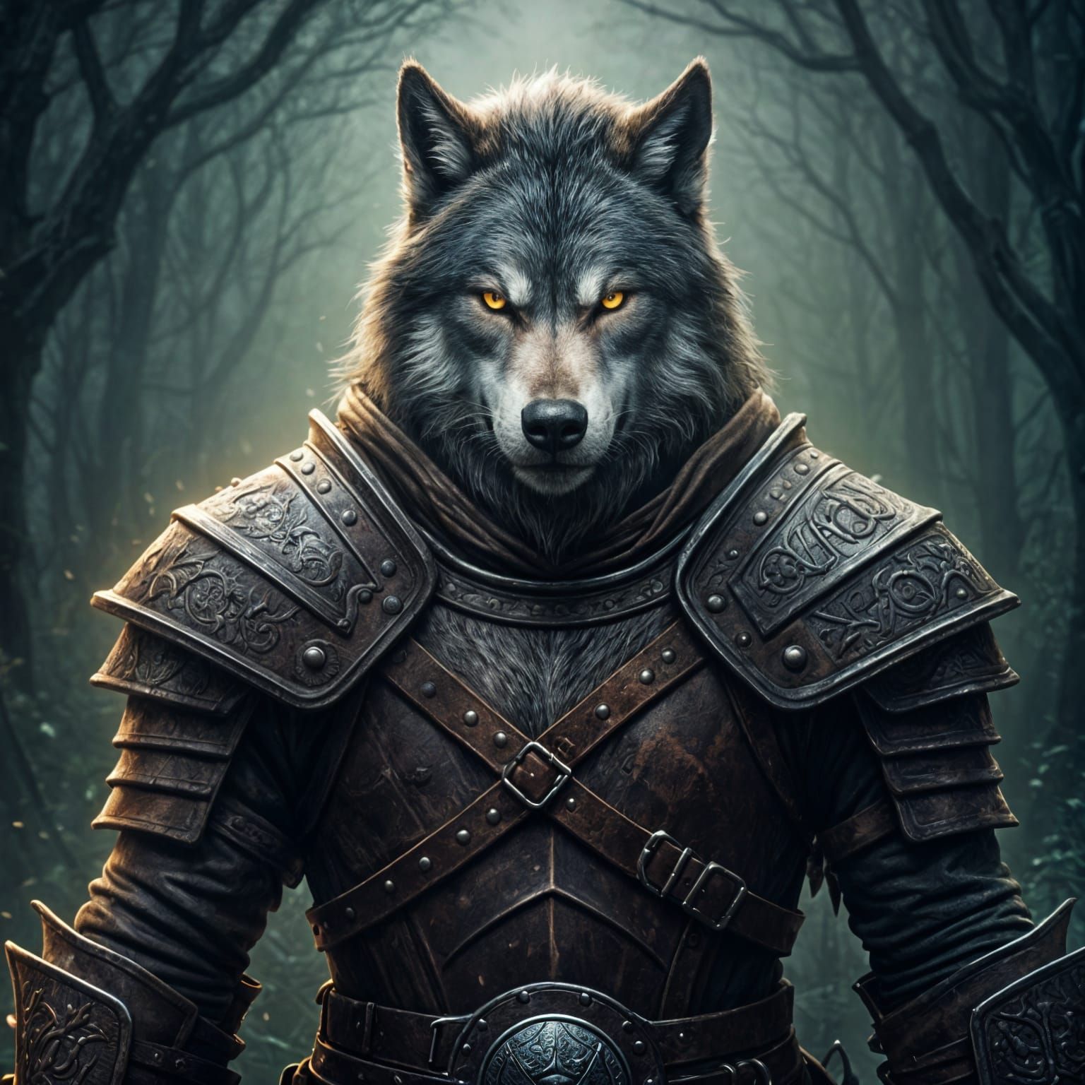 Epic Werewolf Warrior in Dark Fantasy Landscape