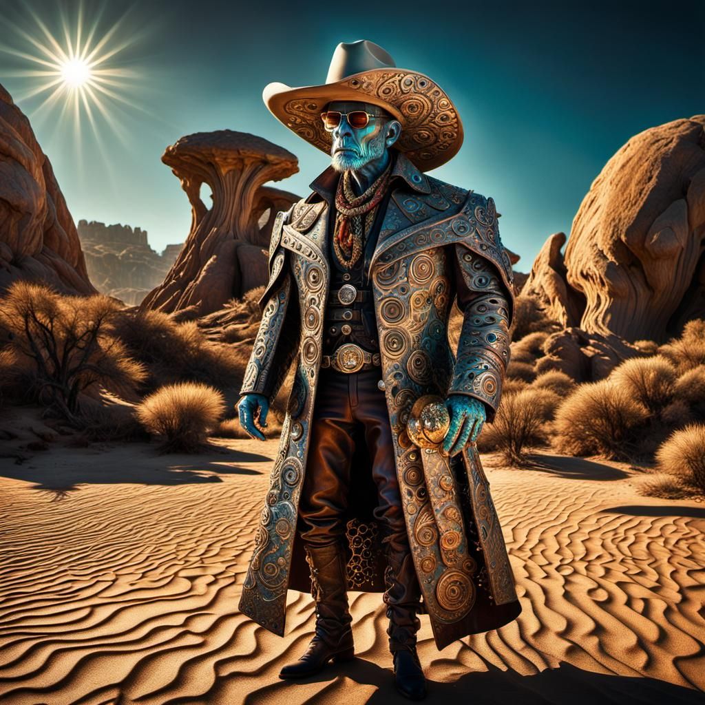 Retro Futuristic Alien Sheriff in Biopunk Style