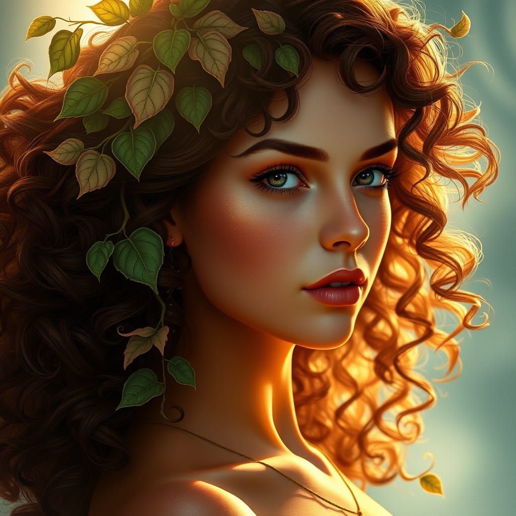 Earth Goddess in Vibrant Art Nouveau Style