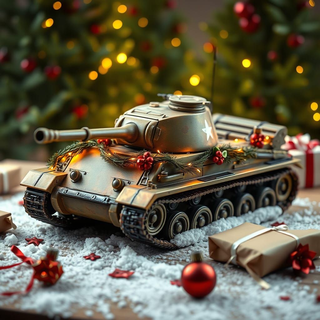 Christmas Tank Toy in Winter Wonderland