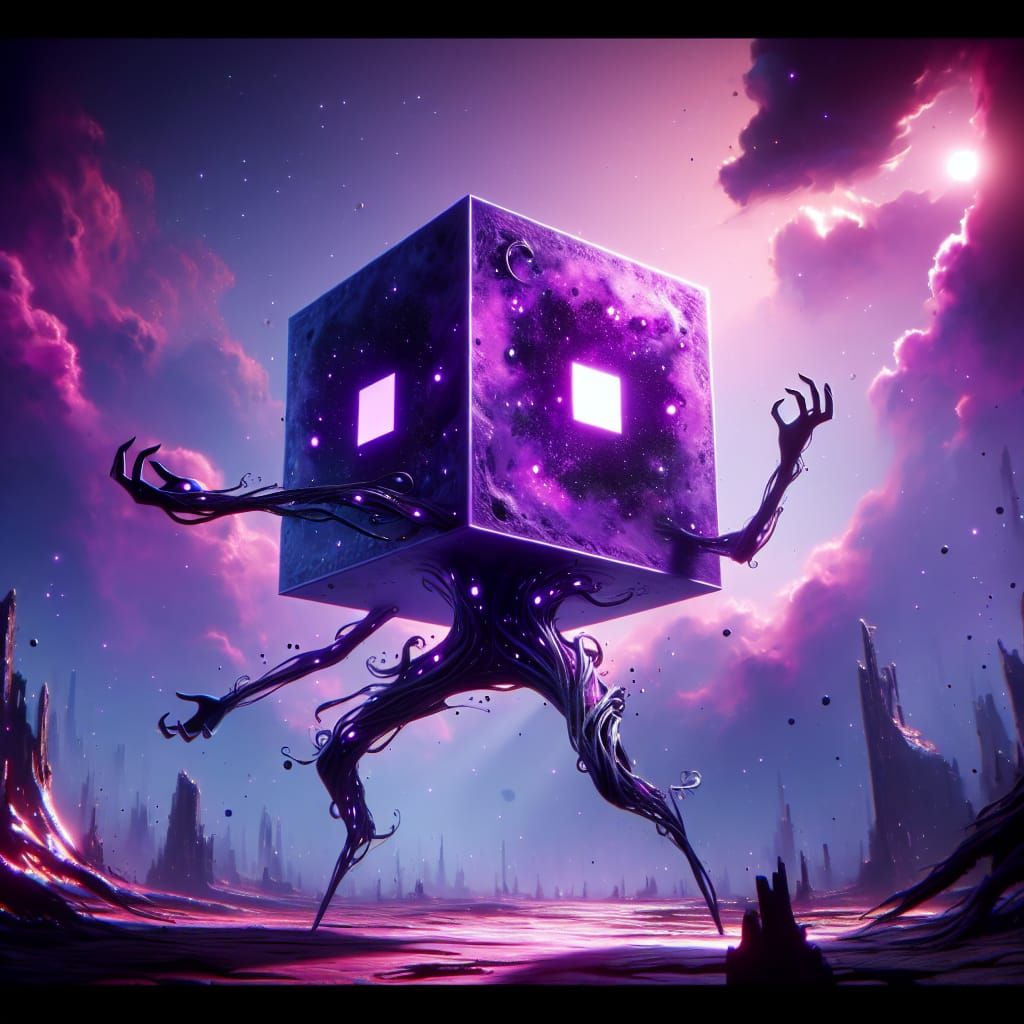 Purple Square Character Concept Art in 8K