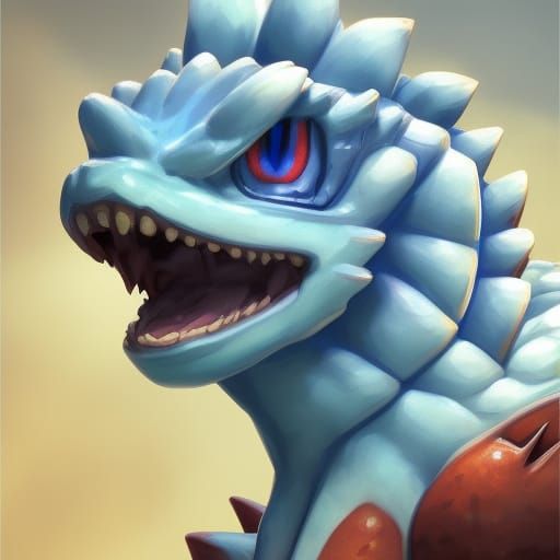 Detailed Portrait of Veemon in Art Nouveau Style