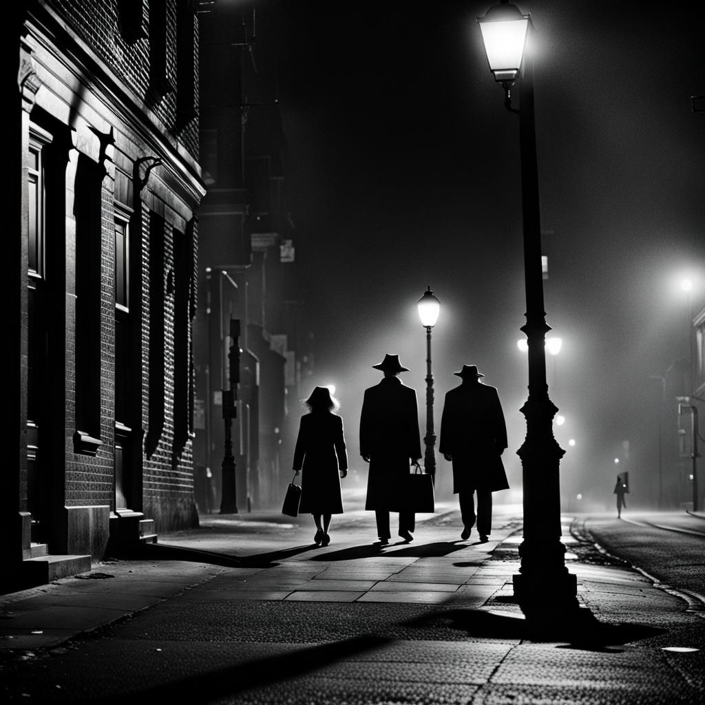 Atmospheric Film Noir Street Scene for Halloween