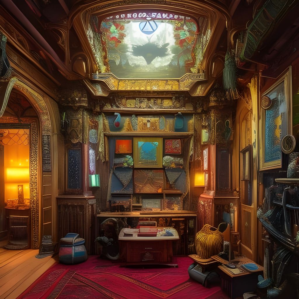 Detailed Magician's Room Interior, Fantasy Art