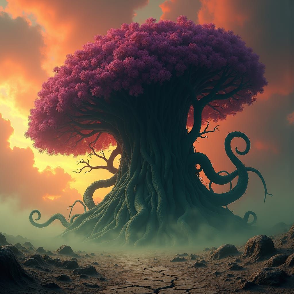 Foreboding Plant of the Underworld in Desolate Landscape