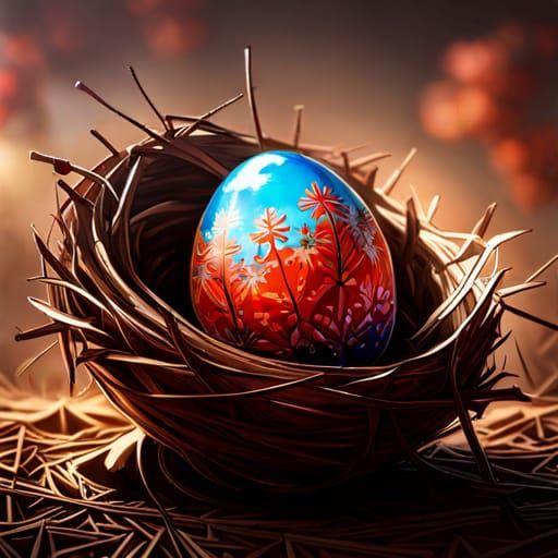 Intricate Easter Egg in Japanese Art Style