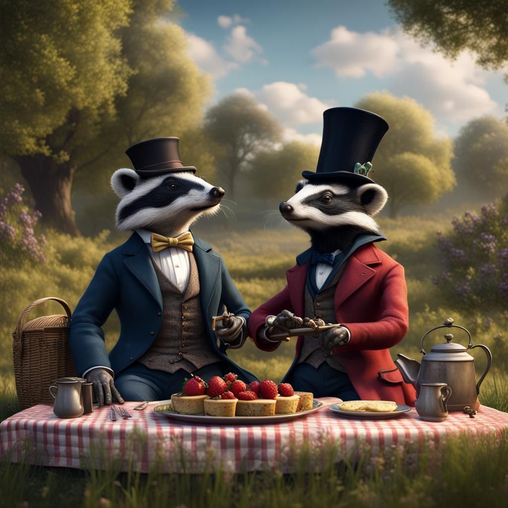Romantic Badger and Toad Picnic in Victorian Style