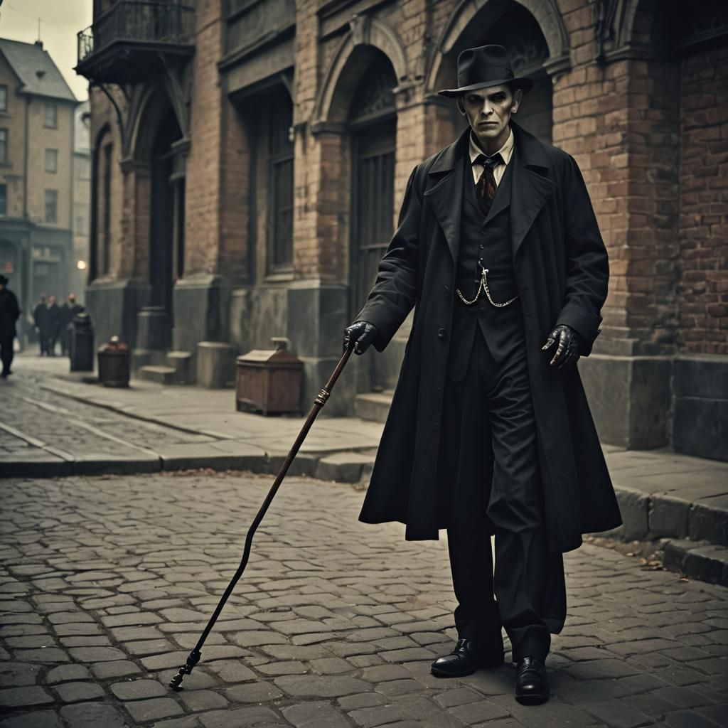 Gangster Vampire in Gothic City, Cinematic Portrait