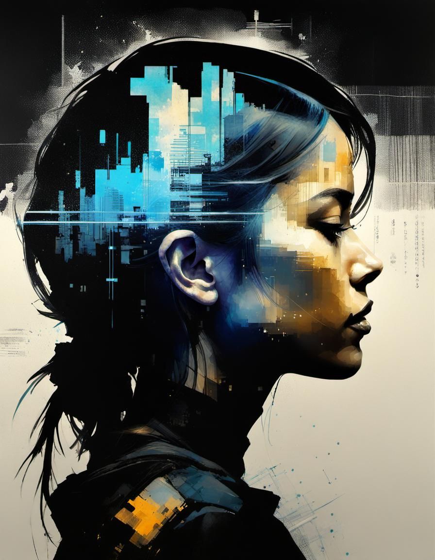 Silhouette Double Exposure with CRT Matrix