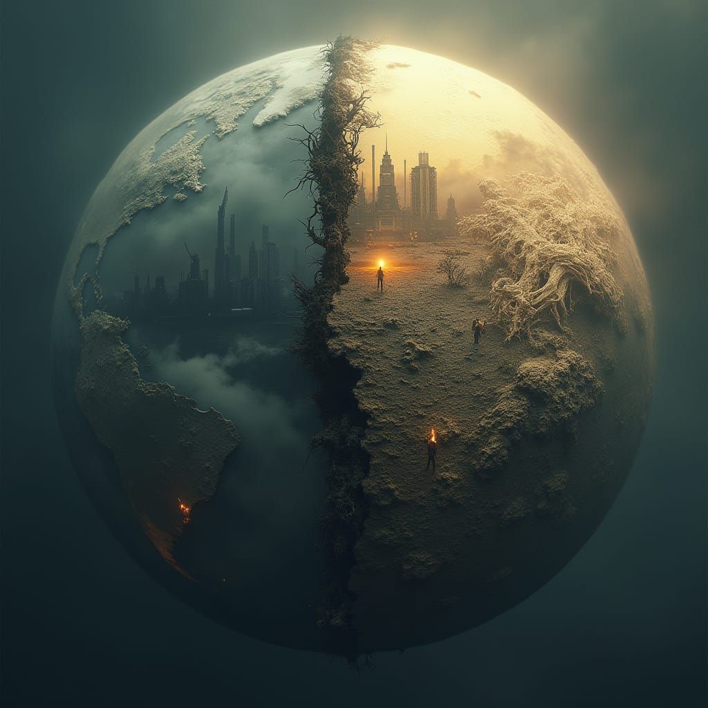 Globe of Environmental Degradation in Ethereal Glow