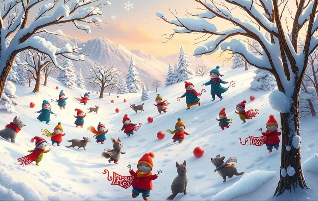 Furry Christmas winter wonderland