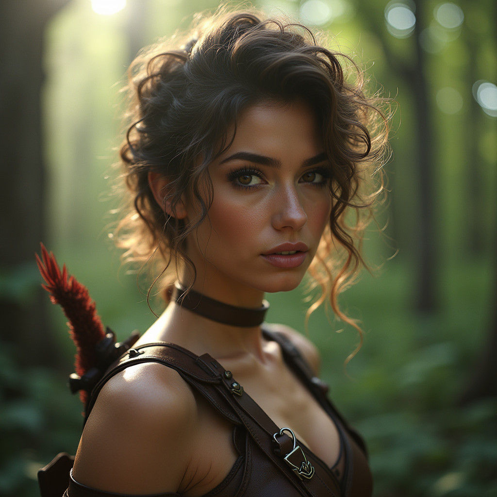 Fantasy Ranger in Ethereal Forest Clearing